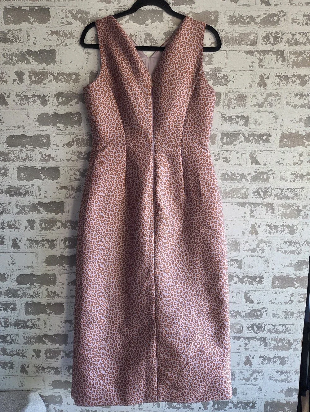 Kate Spade Animal Print Sleeveless Sheath Midi Dress Pink Orange Size 6